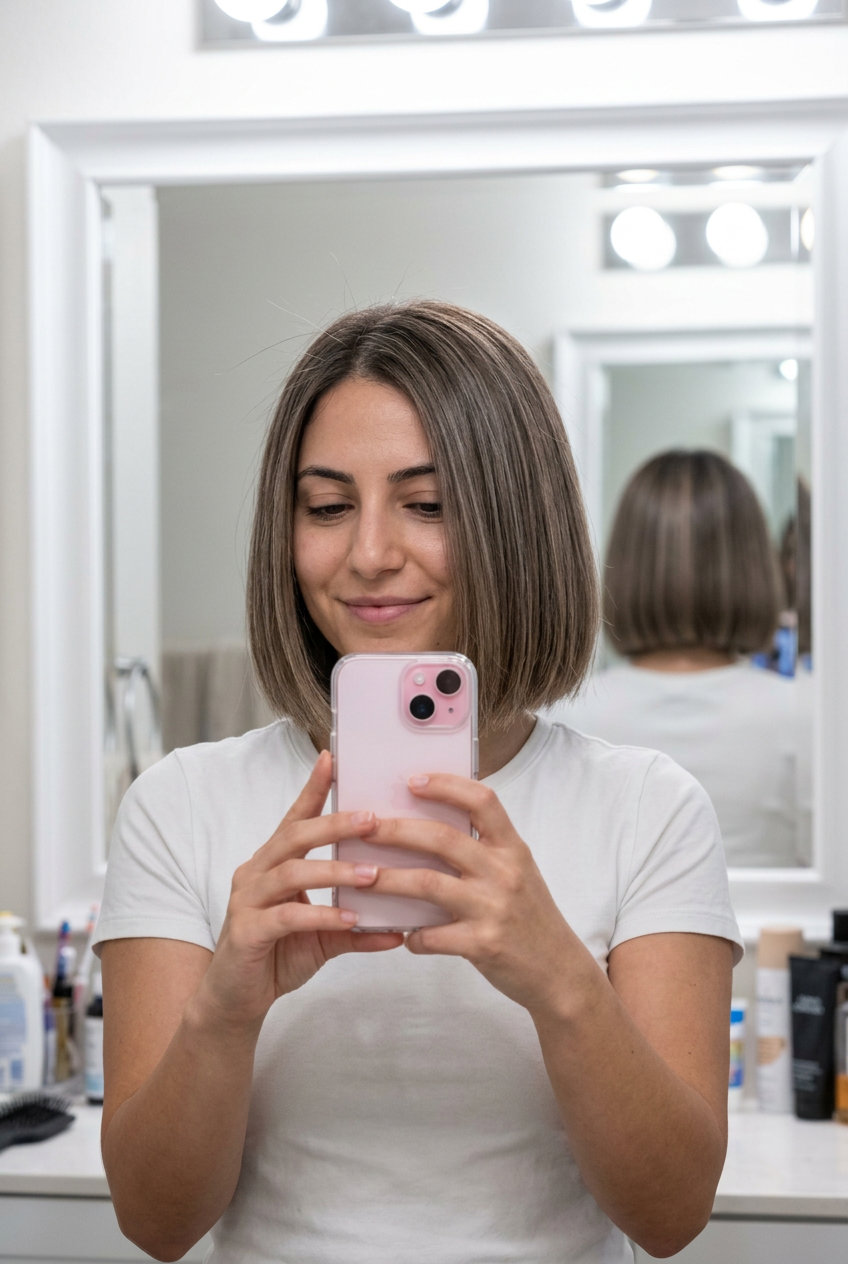 Mushroom Brown Quiet Bob 2026 chin-length mushroom brown quiet bob with blunt perimeter and no layers 2026