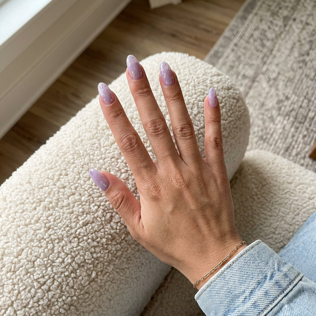 Holographic Lavender Dream Oval nails: whimsical, romantic, ethereal for parties 2026.