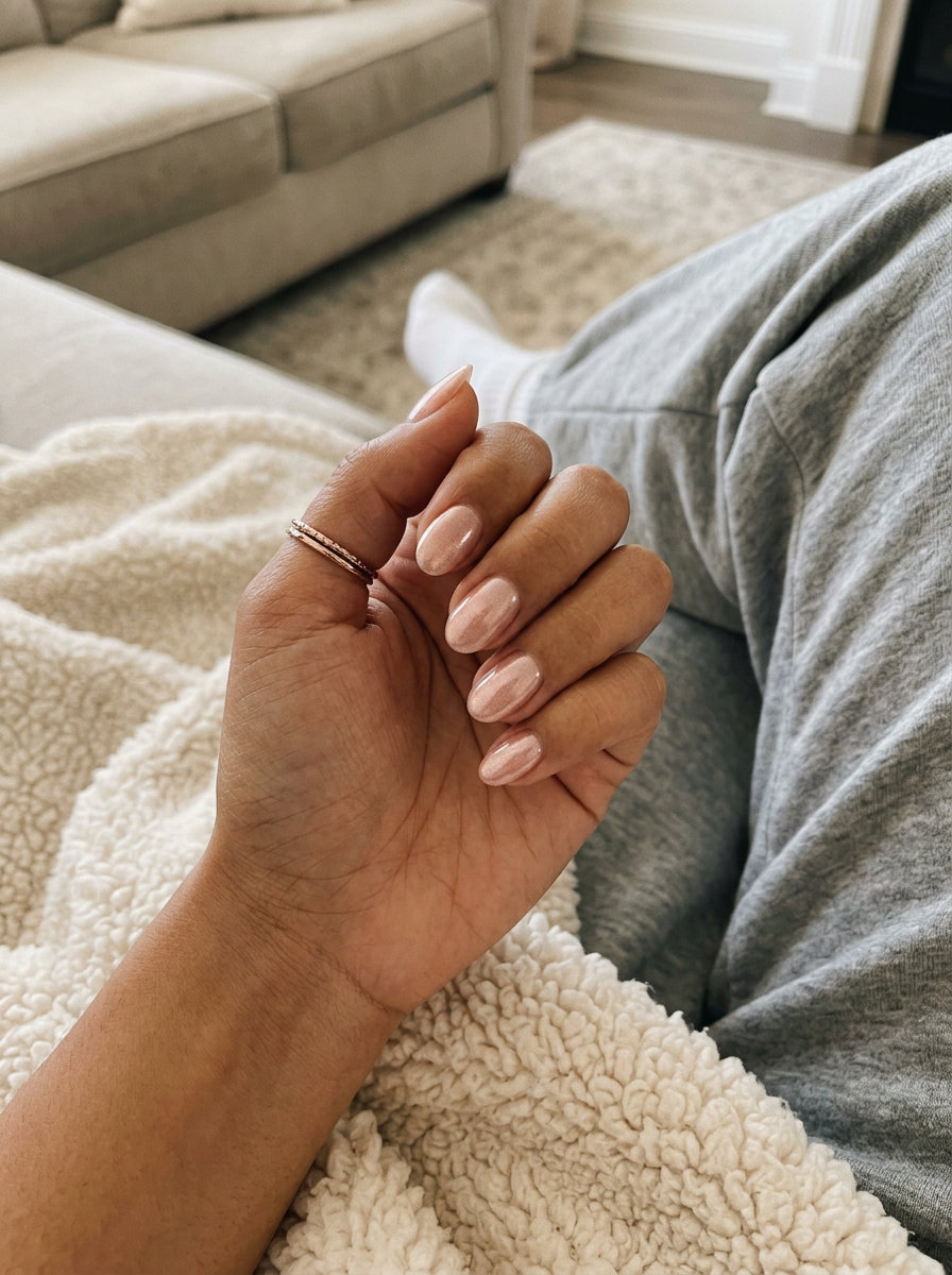 Rose Gold Glazed Donut oval nails for date night, special occasions, and everyday glamour. Glamorous oval summer nails 2026.