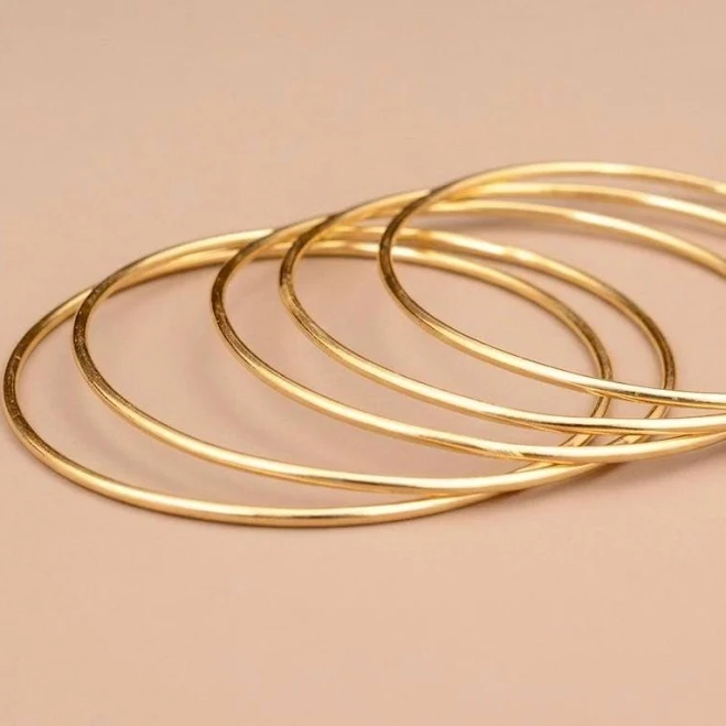 accessory 14K Gold Waterproof Thin Bangle Etsy - Seller $12.56