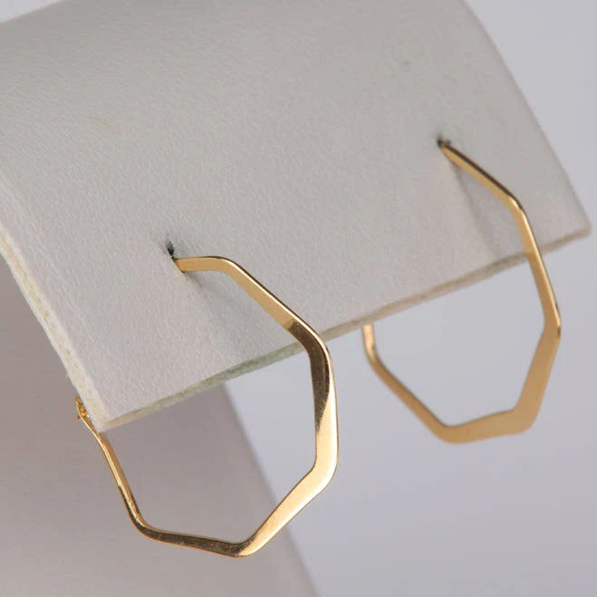 accessory 14K Yellow Gold Thin Geometric Hoops Moriarty's Gem Art $111