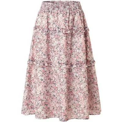 skirt Allegra K Women's Floral Print Smocked Elastic Waist Midi Flowy Target $37.99