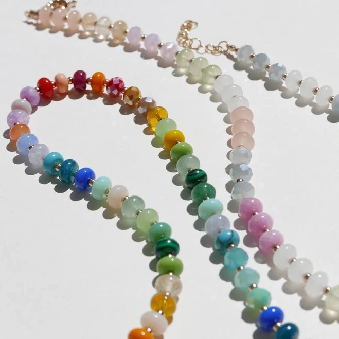 accessory Anthro Beaded Rainbow Stone Necklace Etsy - shopseewhy $28.49