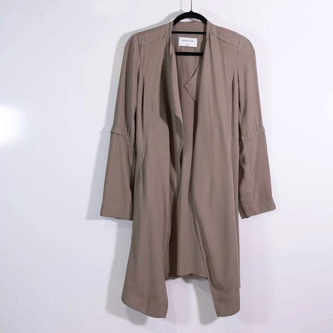 longline duster Babaton Aritzia Quincy Lightweight Chiffon Duster Jacket Cardigan Olive XS Galore Consignment $45