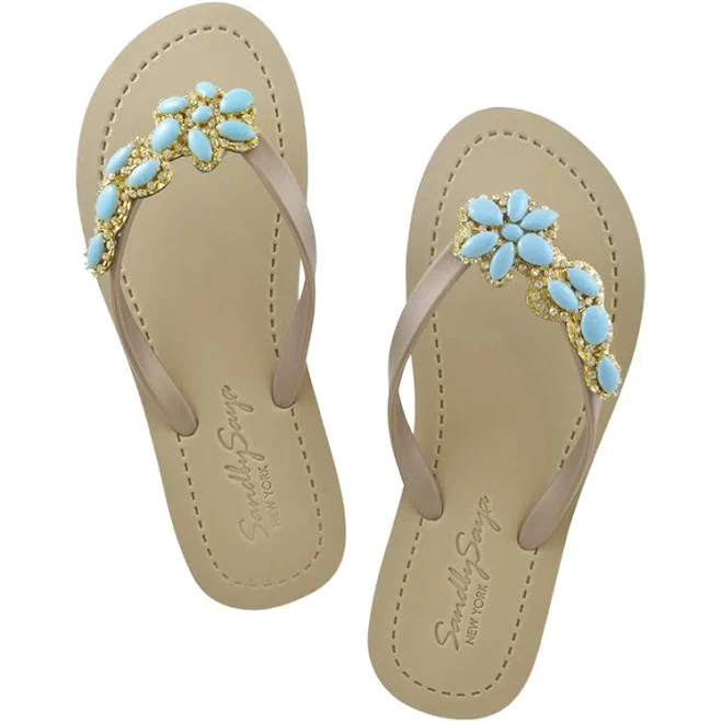 shoes Brooklyn Women's Crystal Rhine Stone Embellished Flip Flops Sand By Saya $79