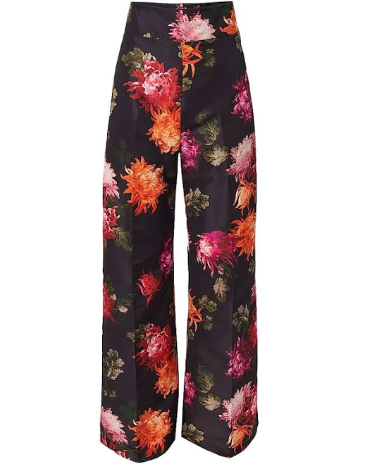 pants Carolina Herrera Women's Diane Floral-Print Faille Wide-Leg Pants Saks Fifth Avenue $1990