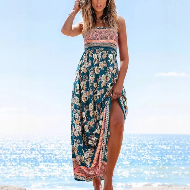 floral print outfits Cupshe Women's Boho Floral Print Maxi Dress Cupshe $33