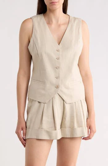 vest DKNY Women's Linen Blend Vest Nordstrom Rack $39.97