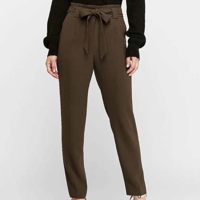pants Express Pants & Jumpsuits | High Waisted Paperbag Ankle Pant In Olive Green | Color: Green | Size: S | Svnh118's Closet Poshmark $55