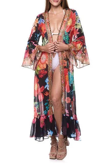 longline duster Floral Ruffle Duster Nordstrom Rack $104.97