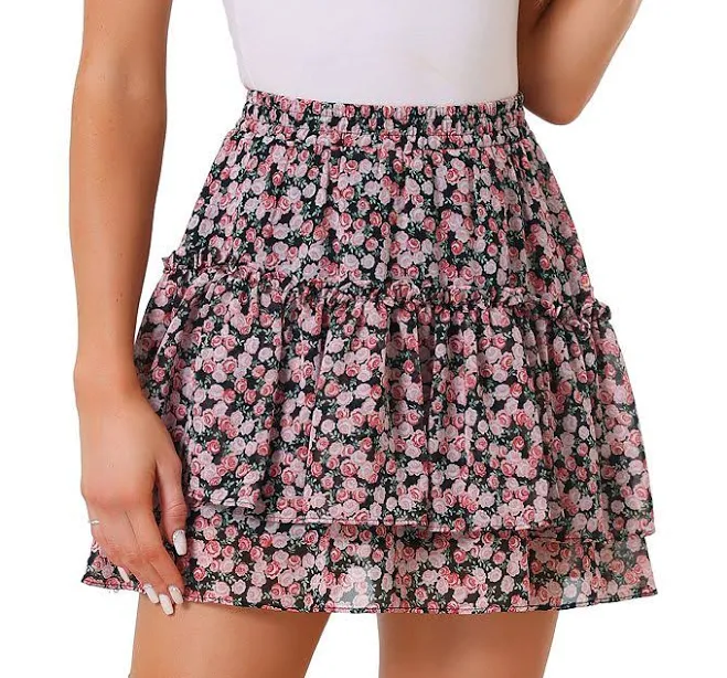 skirt Floral Tiered Ruffle Chiffon Mini Skirt Kohl's $29.22