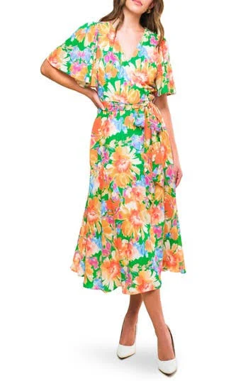dress Flying Tomato Floral Flutter Sleeve Wrap Midi Dress Nordstrom Rack $59.97