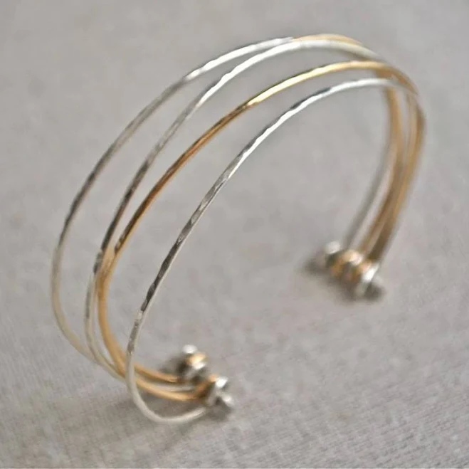 accessory Hammered Mixed Metal Bangle Stack J Lauryn Design $123.2