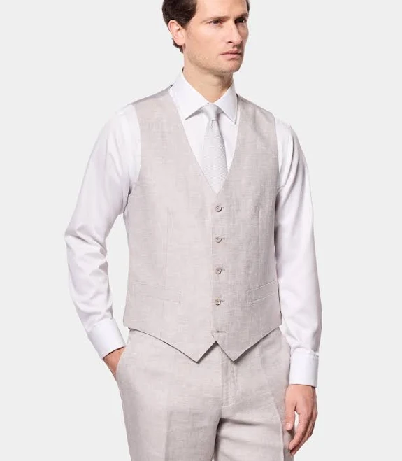 vest Hawes & Curtis Men's Tailored Fit Linen Waistcoat Hawes & Curtis USA $160