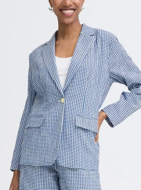 blazer ichi Women's Check Print Blazer Nordstrom $105