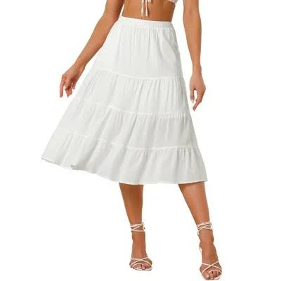 skirt Inspire Chic Women's Midi Flare Tiered A-Line Skirt with Pockets Target $34.99