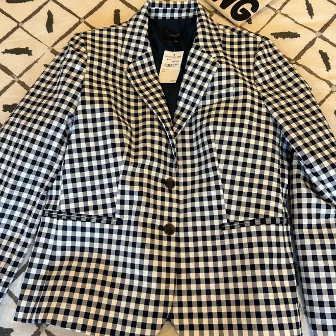blazer J. Crew Jackets & Coats | J. Crew Navy And White Checkered Blazer | Color: Blue/White | Size: Lj | Emilyvanderwey's Closet Poshmark $50