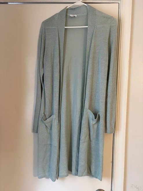 longline duster J. Jill Womens Linen Viscose Rayon Light Blue Duster Sweater Cardigan eBay $19.99
