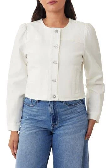 denim jacket Kensie Women's Collarless Crop Denim Jacket Nordstrom Rack $22.73