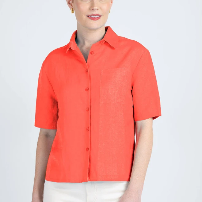 top Kettlewell Women's Linen Short Sleeve Shirt kettlewellcolours.co.uk $95.2