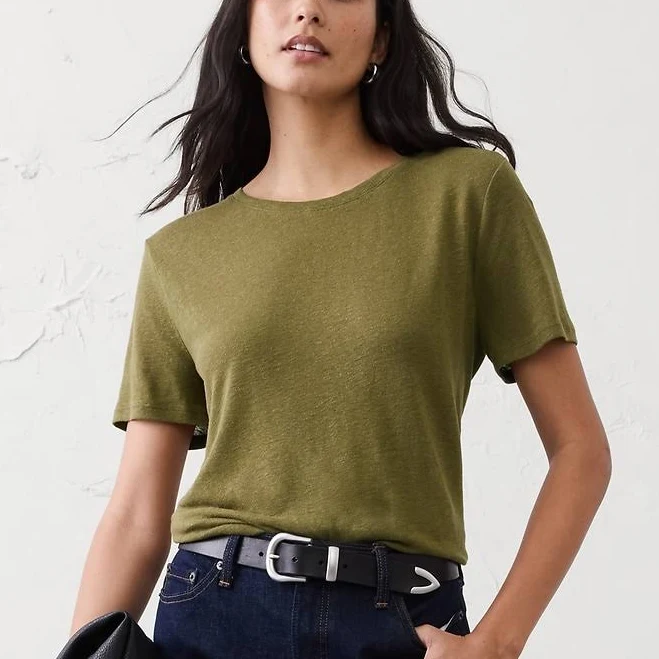 top Landslide Women's Linen-Blend T-Shirt Banana Republic Factory $24