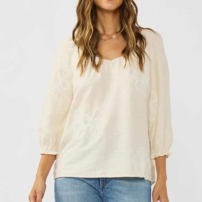 top Lena Embroidered Blouse Lovestitch $58