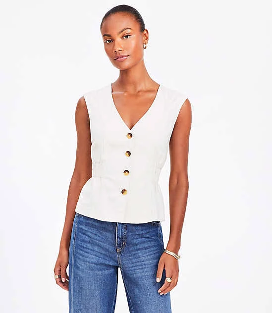 vest Loft Women's Cinched Linen Blend Vest Top LOFT $19.94
