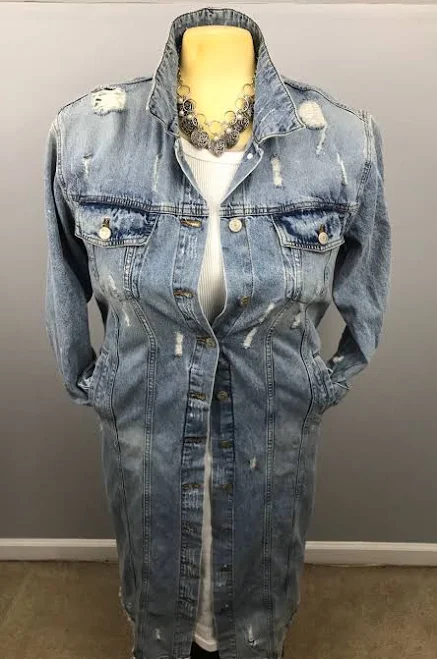 longline duster Long Denim Duster Jacket Etsy - Seller $81