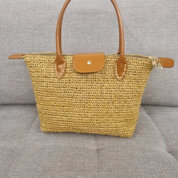 bag Longchamp Raffia Woven Straw Tote Bag Etsy - cookieletta $135