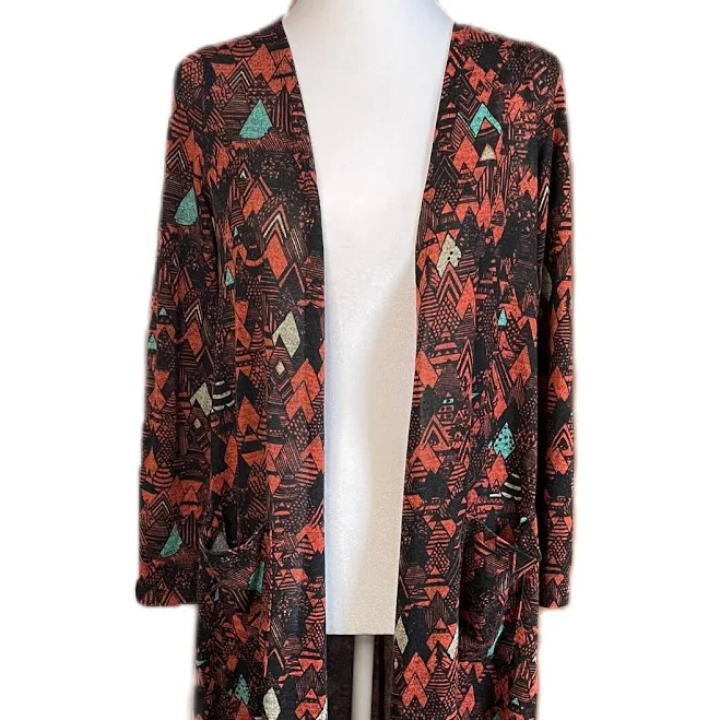 longline duster Lularoe Women’s Sarah Orange Black Geometric Open Front Duster eBay - herruralhi69 $20
