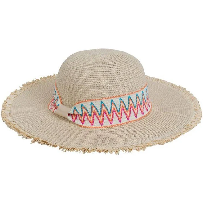 accessory Magid Printed Straw Floppy Hat with Frayed Brim Kohl's $29.99