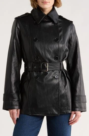 trench coat Max Studio Women's Belted Faux Leather Trench Coat Nordstrom Rack $69.97