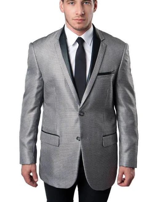 blazer Men's Houndstooth Satin Tuxedo Blazer Signature Menswear $159