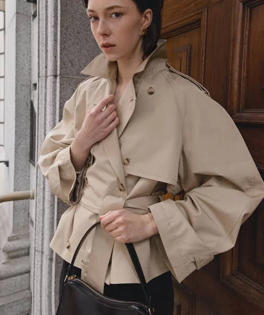 trench coat Oak + Fort Brindle Cotton Blend Trench Coat Oak and Fort US $178