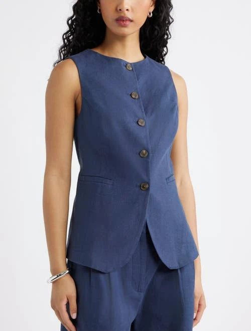vest Open Edit Linen Blend Vest Nordstrom $79.5