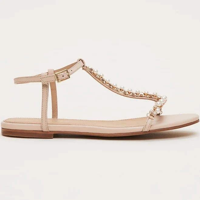 shoes Phase Eight Leather Jewel Trim Flat Sandals Phase Eight US $77
