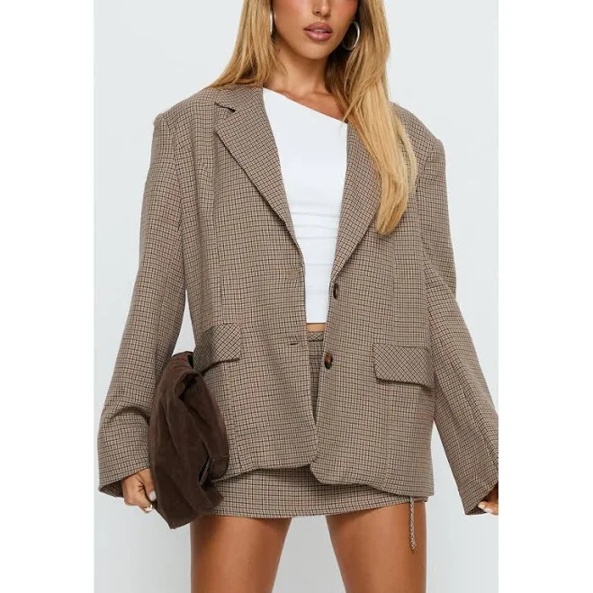 blazer Princess Polly Deane Check Blazer Nordstrom $89