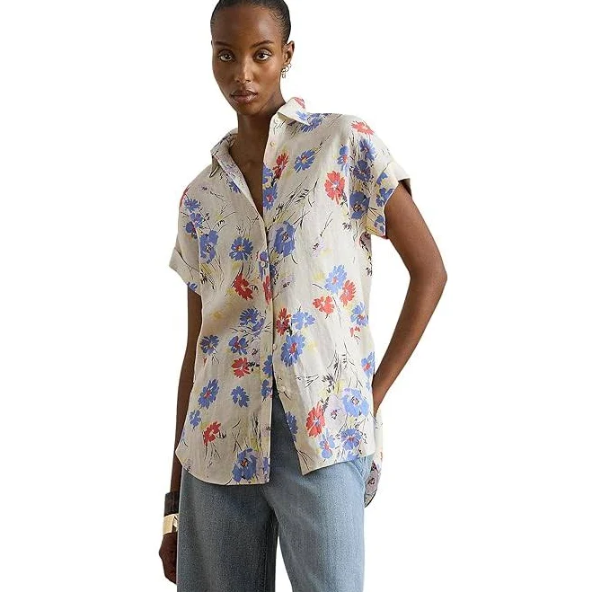 top Ralph Lauren Women's Relaxed Fit Floral Short-Sleeve Shirt Zappos.com $125