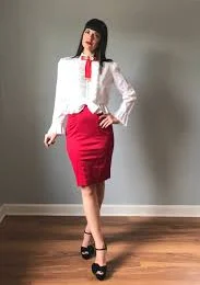 skirt Siren Red Satin Pencil Skirt Etsy $38