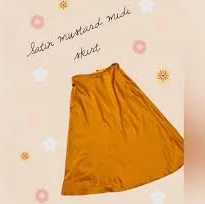 skirt Solid mustard satin midi skirt Poshmark $25