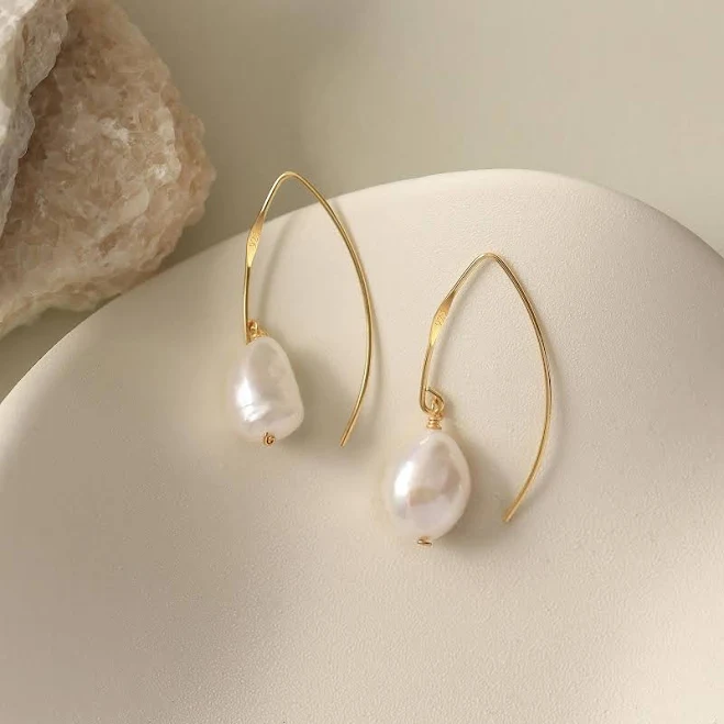 accessory Sterling Silver Baroque Pearl Dangle Earrings Etsy - Seller $30.09