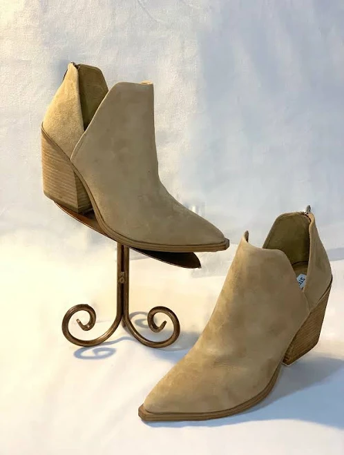 shoes Tan Suede Ankle Bootie Low Block Heel Steve Madden Size 11 eBay $85