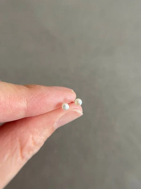 accessory Tiny Natural Freshwater Pearl Stud Earrings in Sterling Silver Etsy - teenytinyNY $15.19