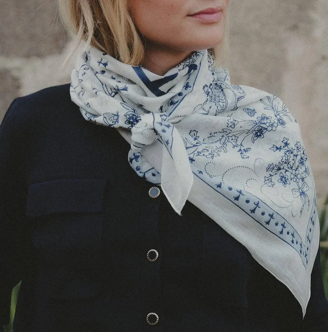 accessory Toile de Jouy Lightweight Cotton Scarf Maison Lecomte Flament $100