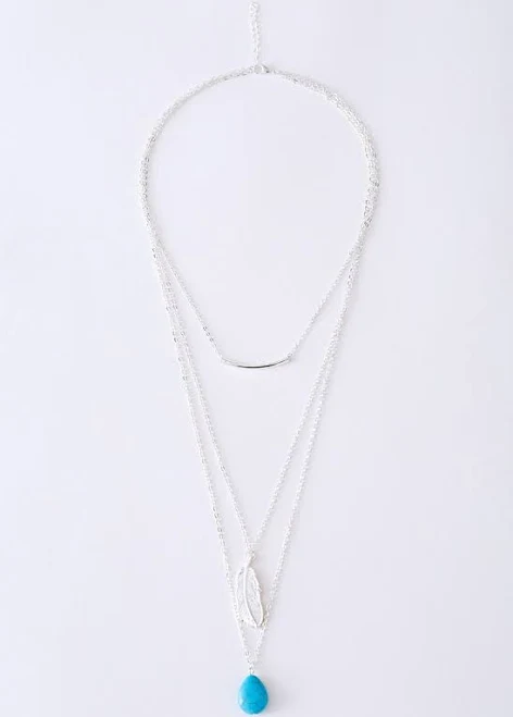 accessory Turquoise Feather Pendant Necklace Chicwish $7.9