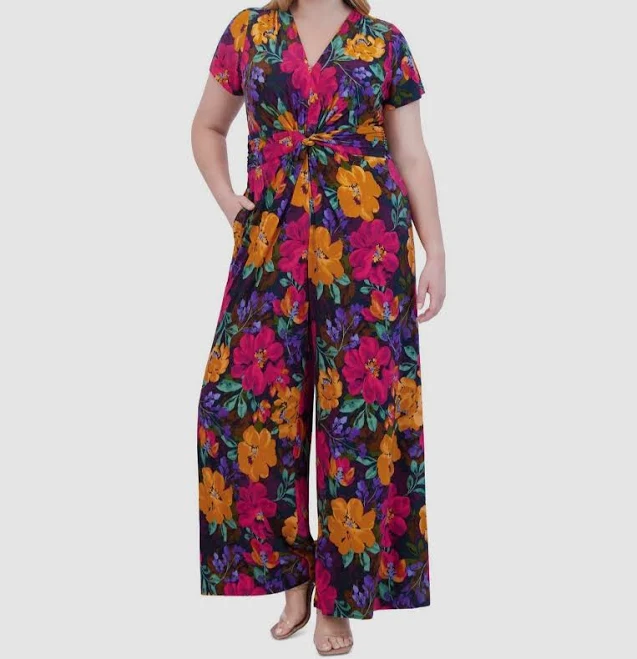 jumpsuit Vince Camuto Women's Floral-Print Twist-Front Wide-Leg Jumpsuit eBay - truehabit $38.68