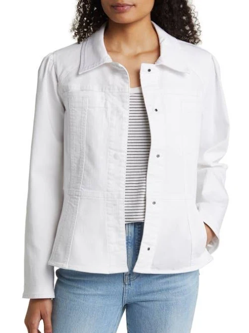 denim jacket Wit & Wisdom Women's Peplum Denim Jacket with Hidden Snap Front Nordstrom $98