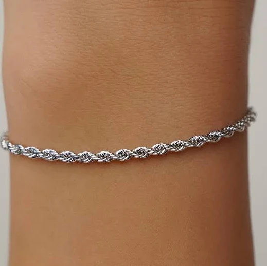 accessory Women's Dainty Twist Silver Bracelet Etsy - Twistedpendant $20.27