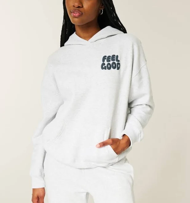 top Women's Hollister Feel Good Oversized Graphic Hoodie Hollister Co - Official $18.74