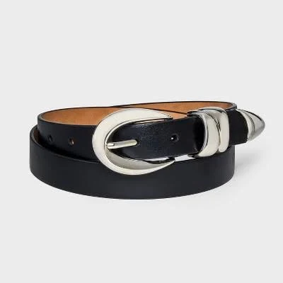 accessory Women's Organic Silver Buckle Belt A New Day Black Target $20